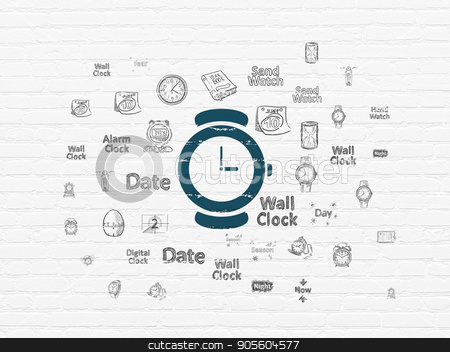 To use this stock image in your creative project, please select the size you need over to the right and click the "Add to Cart" button.
Your downloaded image will come with the Cutcaster watermark removed so don’t worry about the watermark you see on this page. Timeline concept: Hand Watch on wall background stock photo, Timeline concept: Painted blue Hand Watch icon on White Brick wall background with Hand Drawing Time Icons by mkabakov