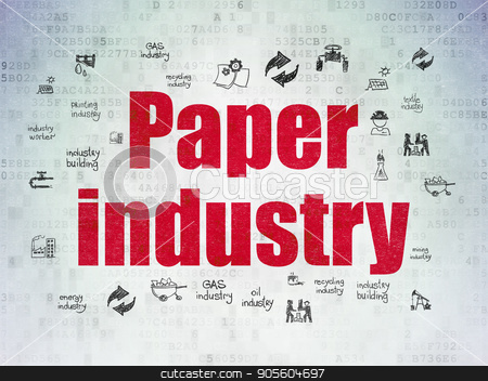 To use this stock image in your creative project, please select the size you need over to the right and click the "Add to Cart" button.
Your downloaded image will come with the Cutcaster watermark removed so don’t worry about the watermark you see on this page. Manufacuring concept: Paper Industry on Digital Data Paper background stock photo, Manufacuring concept: Painted red text Paper Industry on Digital Data Paper background with Hand Drawn Industry Icons by mkabakov