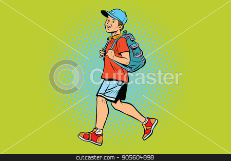 To use this stock image in your creative project, please select the size you need over to the right and click the "Add to Cart" button.
Your downloaded image will come with the Cutcaster watermark removed so don’t worry about the watermark you see on this page. Boy student with a backpack goes to school or Hiking stock vector clipart, Boy student with a backpack goes to school or Hiking. Pop art retro vector illustration by studiostoks