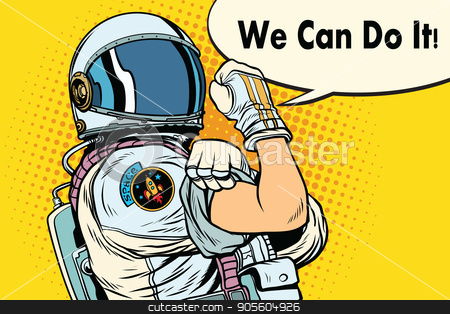 To use this stock image in your creative project, please select the size you need over to the right and click the "Add to Cart" button.
Your downloaded image will come with the Cutcaster watermark removed so don’t worry about the watermark you see on this page. we can do it astronaut stock vector clipart, we can do it astronaut. Cosmonaut gesture. Pop art retro vector illustration by studiostoks