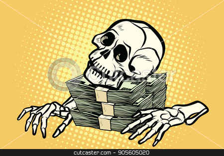 To use this stock image in your creative project, please select the size you need over to the right and click the "Add to Cart" button.
Your downloaded image will come with the Cutcaster watermark removed so don’t worry about the watermark you see on this page. skeleton skull dollar money, wealth and greed stock vector clipart, skeleton skull dollar money, wealth and greed. Pop art retro vector illustration by studiostoks