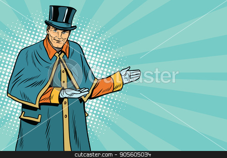 To use this stock image in your creative project, please select the size you need over to the right and click the "Add to Cart" button.
Your downloaded image will come with the Cutcaster watermark removed so don’t worry about the watermark you see on this page. doorman welcomes guests stock vector clipart, doorman welcomes guests. Hotel and tourism. Pop art retro vector illustration by studiostoks