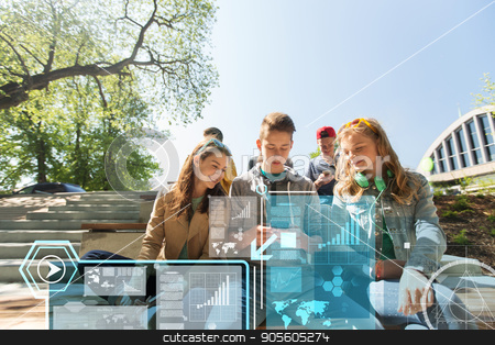 To use this stock image in your creative project, please select the size you need over to the right and click the "Add to Cart" button.
Your downloaded image will come with the Cutcaster watermark removed so don’t worry about the watermark you see on this page. happy teenage friends with smartphones outdoors stock photo, technology, internet and people concept - happy teenage friends with smartphones outdoors over virtual screens by Syda Productions