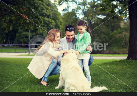 To use this stock image in your creative project, please select the size you need over to the right and click the "Add to Cart" button.
Your downloaded image will come with the Cutcaster watermark removed so don’t worry about the watermark you see on this page. happy family with labrador retriever dog in park stock photo, family, pet, domestic animal and people concept - happy family with labrador retriever dog on walk in park by Syda Productions