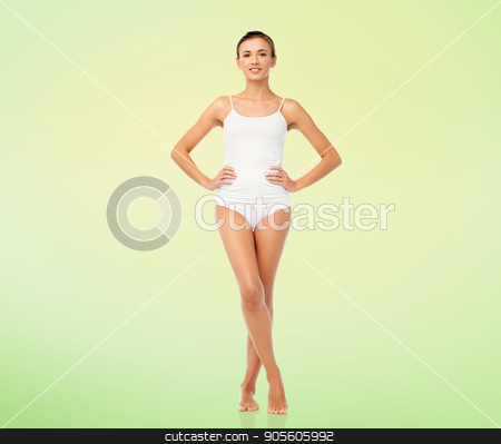 To use this stock image in your creative project, please select the size you need over to the right and click the "Add to Cart" button.
Your downloaded image will come with the Cutcaster watermark removed so don’t worry about the watermark you see on this page. beautiful young woman in white underwear stock photo, beauty, people and bodycare concept - beautiful young woman in white underwear over green natural background by Syda Productions