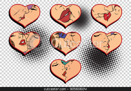 To use this stock image in your creative project, please select the size you need over to the right and click the "Add to Cart" button.
Your downloaded image will come with the Cutcaster watermark removed so don’t worry about the watermark you see on this page. Set kissing love isolated background stock vector clipart, Set kissing love isolated background. Comic cartoon vintage pop art retro vector illustration by rogistok
