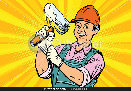 To use this stock image in your creative project, please select the size you need over to the right and click the "Add to Cart" button.
Your downloaded image will come with the Cutcaster watermark removed so don’t worry about the watermark you see on this page. Construction worker with roller for paint stock vector clipart, Construction worker with the repair tool roller for paint. Comic book cartoon pop art retro colored drawing vintage illustration by rogistok