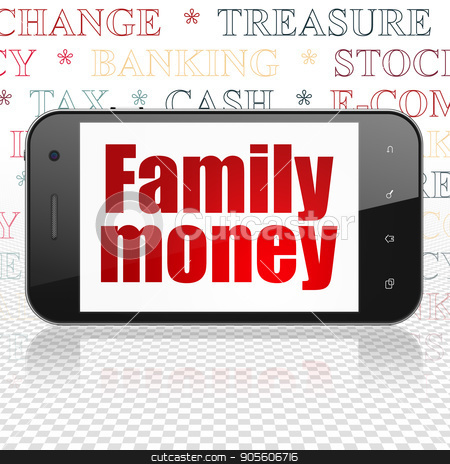 To use this stock image in your creative project, please select the size you need over to the right and click the "Add to Cart" button.
Your downloaded image will come with the Cutcaster watermark removed so don’t worry about the watermark you see on this page. Money concept: Smartphone with Family Money on display stock photo, Money concept: Smartphone with red text Family Money on display, Tag Cloud background, 3D rendering by mkabakov
