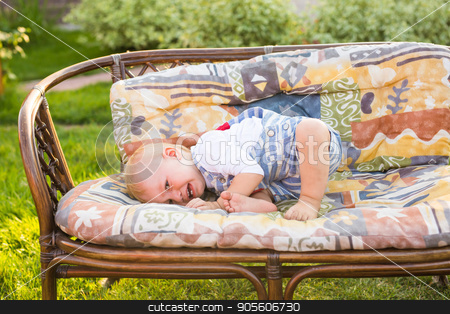 To use this stock image in your creative project, please select the size you need over to the right and click the "Add to Cart" button.
Your downloaded image will come with the Cutcaster watermark removed so don’t worry about the watermark you see on this page. Cute unhappy baby boy with blond hair crying outdoors on sunny summer day stock photo, Cute unhappy baby boy with blond hair crying outdoors on sunny summer day by Satura86