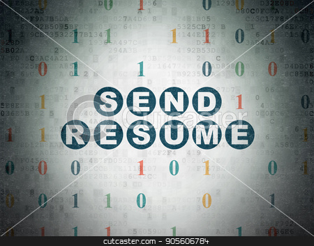 To use this stock image in your creative project, please select the size you need over to the right and click the "Add to Cart" button.
Your downloaded image will come with the Cutcaster watermark removed so don’t worry about the watermark you see on this page. Finance concept: Send Resume on Digital Data Paper background stock photo, Finance concept: Painted blue text Send Resume on Digital Data Paper background with Binary Code by mkabakov