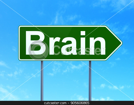 To use this stock image in your creative project, please select the size you need over to the right and click the "Add to Cart" button.
Your downloaded image will come with the Cutcaster watermark removed so don’t worry about the watermark you see on this page. Medicine concept: Brain on road sign background stock photo, Medicine concept: Brain on green road highway sign, clear blue sky background, 3D rendering by mkabakov