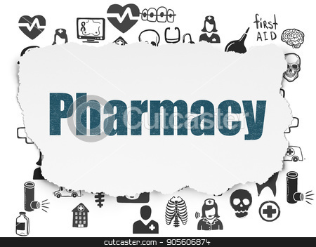 To use this stock image in your creative project, please select the size you need over to the right and click the "Add to Cart" button.
Your downloaded image will come with the Cutcaster watermark removed so don’t worry about the watermark you see on this page. Healthcare concept: Pharmacy on Torn Paper background stock photo, Healthcare concept: Painted blue text Pharmacy on Torn Paper background with Hand Drawn Medicine Icons by mkabakov