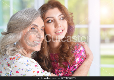 To use this stock image in your creative project, please select the size you need over to the right and click the "Add to Cart" button.
Your downloaded image will come with the Cutcaster watermark removed so don’t worry about the watermark you see on this page. woman hugging daughter stock photo, Portrait of a senior woman hugging her daughter by Ruslan Huzau