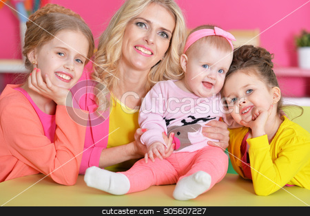 To use this stock image in your creative project, please select the size you need over to the right and click the "Add to Cart" button.
Your downloaded image will come with the Cutcaster watermark removed so don’t worry about the watermark you see on this page. mother with three daughters stock photo, Portrait of happy mother with three adorable daughters by Ruslan Huzau