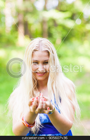 To use this stock image in your creative project, please select the size you need over to the right and click the "Add to Cart" button.
Your downloaded image will come with the Cutcaster watermark removed so don’t worry about the watermark you see on this page. Woman playing with a butterfly stock photo, Woman playing with a butterfly in summer nature by Satura86