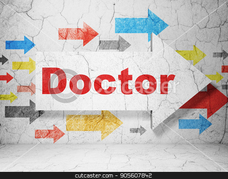 To use this stock image in your creative project, please select the size you need over to the right and click the "Add to Cart" button.
Your downloaded image will come with the Cutcaster watermark removed so don’t worry about the watermark you see on this page. Health concept: arrow with Doctor on grunge wall background stock photo, Health concept: arrow with Doctor on grunge textured concrete wall background, 3D rendering by mkabakov