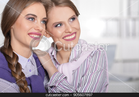 To use this stock image in your creative project, please select the size you need over to the right and click the "Add to Cart" button.
Your downloaded image will come with the Cutcaster watermark removed so don’t worry about the watermark you see on this page. Two young beautiful girls stock photo, Two young smiling beautiful girls in office by Ruslan Huzau