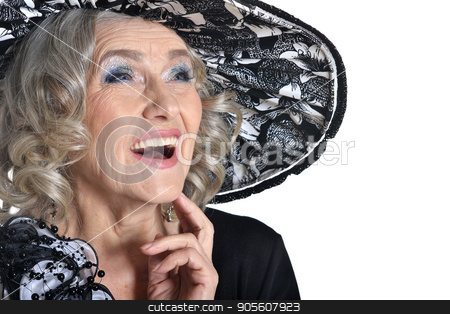 To use this stock image in your creative project, please select the size you need over to the right and click the "Add to Cart" button.
Your downloaded image will come with the Cutcaster watermark removed so don’t worry about the watermark you see on this page. Laugh of senior woman stock photo, Senior woman in blouse smiling on white background by Ruslan Huzau