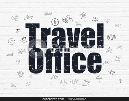 To use this stock image in your creative project, please select the size you need over to the right and click the "Add to Cart" button.
Your downloaded image will come with the Cutcaster watermark removed so don’t worry about the watermark you see on this page. Vacation concept: Travel Office on wall background stock photo, Vacation concept: Painted black text Travel Office on White Brick wall background with Hand Drawn Vacation Icons by mkabakov