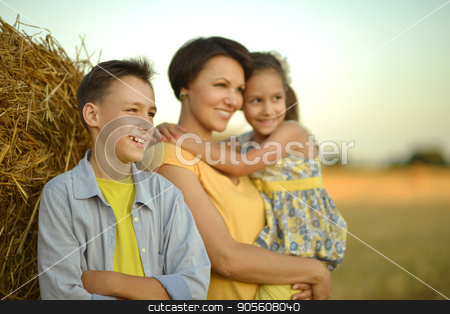 To use this stock image in your creative project, please select the size you need over to the right and click the "Add to Cart" button.
Your downloaded image will come with the Cutcaster watermark removed so don’t worry about the watermark you see on this page. Mother with children near stack of hay stock photo, Mother with children standing near stack of hay by Ruslan Huzau