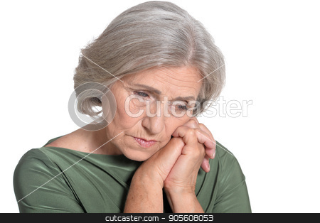 To use this stock image in your creative project, please select the size you need over to the right and click the "Add to Cart" button.
Your downloaded image will come with the Cutcaster watermark removed so don’t worry about the watermark you see on this page. Beautiful sad elderly woman close-up stock photo, Portrait of a beautiful sad elderly woman close-up by Ruslan Huzau