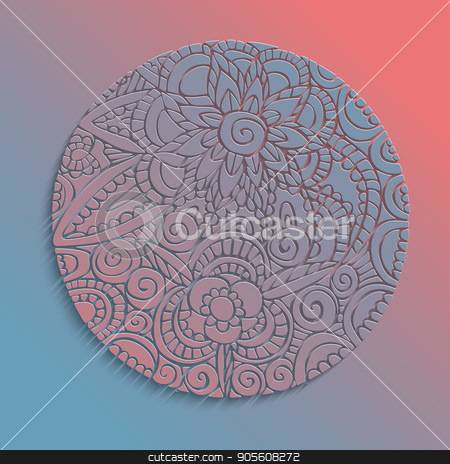 To use this stock image in your creative project, please select the size you need over to the right and click the "Add to Cart" button.
Your downloaded image will come with the Cutcaster watermark removed so don’t worry about the watermark you see on this page. Paper cut flower mandala handmade decoration stock vector clipart, Mandala 3d paper cut design with floral decoration, traditional ethnic style illustration. EPS10 vector. by Cienpies Design