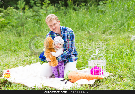 To use this stock image in your creative project, please select the size you need over to the right and click the "Add to Cart" button.
Your downloaded image will come with the Cutcaster watermark removed so don’t worry about the watermark you see on this page. Portrait of happy father and his adorable little daughter in nature stock photo, Portrait of happy father and his adorable little daughter by Satura86