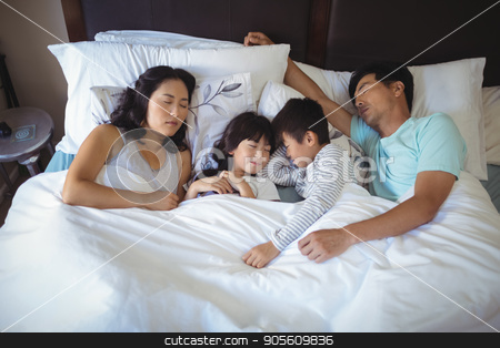 To use this stock image in your creative project, please select the size you need over to the right and click the "Add to Cart" button.
Your downloaded image will come with the Cutcaster watermark removed so don’t worry about the watermark you see on this page. Family sleeping on bed in the bed room stock photo, Family sleeping on bed in the bed room at home by Wavebreak Media