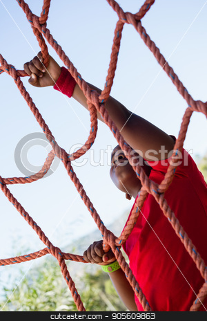 To use this stock image in your creative project, please select the size you need over to the right and click the "Add to Cart" button.
Your downloaded image will come with the Cutcaster watermark removed so don’t worry about the watermark you see on this page. Boy climbing a net during obstacle course training stock photo, Boy climbing a net during obstacle course training in the boot camp by Wavebreak Media