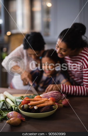 To use this stock image in your creative project, please select the size you need over to the right and click the "Add to Cart" button.
Your downloaded image will come with the Cutcaster watermark removed so don’t worry about the watermark you see on this page. Vegetables on table against multi-generation family preparing food in kitchen stock photo, Vegetables on table against multi-generation family preparing food in kitchen at home by Wavebreak Media