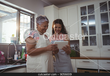 To use this stock image in your creative project, please select the size you need over to the right and click the "Add to Cart" button.
Your downloaded image will come with the Cutcaster watermark removed so don’t worry about the watermark you see on this page. Mother and daughter using digital tablet in kitchen stock photo, Mother and daughter using digital tablet in kitchen at home by Wavebreak Media