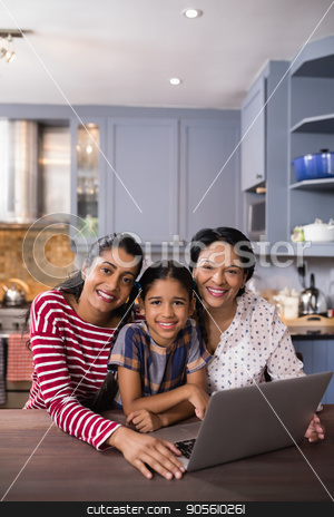To use this stock image in your creative project, please select the size you need over to the right and click the "Add to Cart" button.
Your downloaded image will come with the Cutcaster watermark removed so don’t worry about the watermark you see on this page. Portrait of happy multi-generation family in kitchen stock photo, Portrait of happy multi-generation family in kitchen at home by Wavebreak Media