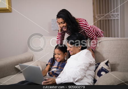 To use this stock image in your creative project, please select the size you need over to the right and click the "Add to Cart" button.
Your downloaded image will come with the Cutcaster watermark removed so don’t worry about the watermark you see on this page. Happy multi-generation family using laptop together stock photo, Happy multi-generation family using laptop together at home by Wavebreak Media