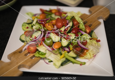To use this stock image in your creative project, please select the size you need over to the right and click the "Add to Cart" button.
Your downloaded image will come with the Cutcaster watermark removed so don’t worry about the watermark you see on this page. Close up of fresh salad in kitchen stock photo, Close up of fresh salad in kitchen at home by Wavebreak Media