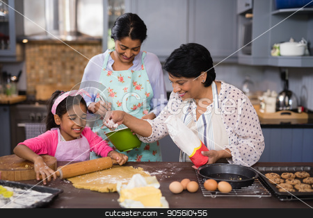 To use this stock image in your creative project, please select the size you need over to the right and click the "Add to Cart" button.
Your downloaded image will come with the Cutcaster watermark removed so don’t worry about the watermark you see on this page. Multi-generation family preparing food together stock photo, Multi-generation family preparing food together in kitchen at home by Wavebreak Media