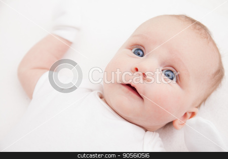 To use this stock image in your creative project, please select the size you need over to the right and click the "Add to Cart" button.
Your downloaded image will come with the Cutcaster watermark removed so don’t worry about the watermark you see on this page. Cute adorable newborn baby girl in white bed and looking at the camera stock photo, Cute adorable newborn baby in white bed and wrapped in blanket and looking at the camera by bvb1981