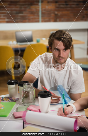 To use this stock image in your creative project, please select the size you need over to the right and click the "Add to Cart" button.
Your downloaded image will come with the Cutcaster watermark removed so don’t worry about the watermark you see on this page. Executives working in office stock photo, Attentive executives working in office by Wavebreak Media
