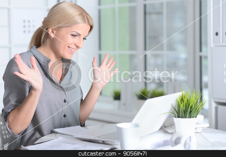 To use this stock image in your creative project, please select the size you need over to the right and click the "Add to Cart" button.
Your downloaded image will come with the Cutcaster watermark removed so don’t worry about the watermark you see on this page. woman working with laptop stock photo, Blonde young woman working with a laptop by Ruslan Huzau
