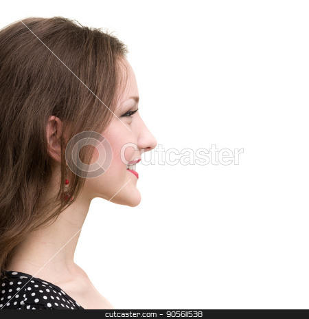 To use this stock image in your creative project, please select the size you need over to the right and click the "Add to Cart" button.
Your downloaded image will come with the Cutcaster watermark removed so don’t worry about the watermark you see on this page. Profile portrait of young smiling woman, isolated on white stock photo, Profile portrait of young smiling woman, isolated on white background by StepStock