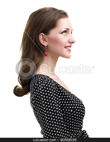 To use this stock image in your creative project, please select the size you need over to the right and click the "Add to Cart" button.
Your downloaded image will come with the Cutcaster watermark removed so don’t worry about the watermark you see on this page. Profile portrait of young smiling woman, isolated on white stock photo, Profile portrait of young smiling woman, isolated on white background by StepStock