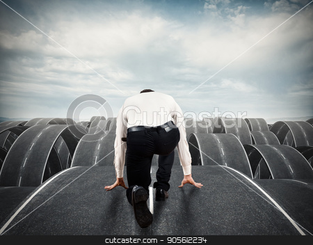 To use this stock image in your creative project, please select the size you need over to the right and click the "Add to Cart" button.
Your downloaded image will come with the Cutcaster watermark removed so don’t worry about the watermark you see on this page. Businessman ready to start on complicated roads stock photo, Businessman ready to start on complicated multiple roads. Concept of determination, confusion, decision by Federico Caputo