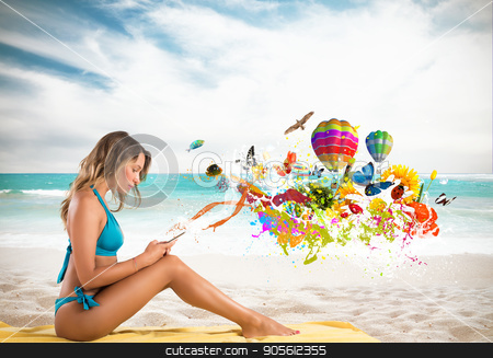 To use this stock image in your creative project, please select the size you need over to the right and click the "Add to Cart" button.
Your downloaded image will come with the Cutcaster watermark removed so don’t worry about the watermark you see on this page. Girl with cell phone sending creative message stock photo, Girl with cell phone in a beach that send creative messages by Federico Caputo