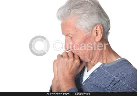 To use this stock image in your creative project, please select the size you need over to the right and click the "Add to Cart" button.
Your downloaded image will come with the Cutcaster watermark removed so don’t worry about the watermark you see on this page. Portrait of senior man stock photo, Portrait of senior man isolated on white background by Ruslan Huzau
