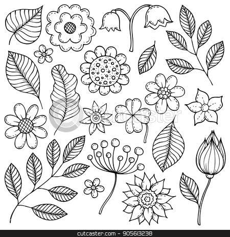 To use this stock image in your creative project, please select the size you need over to the right and click the "Add to Cart" button.
Your downloaded image will come with the Cutcaster watermark removed so don’t worry about the watermark you see on this page. Drawings of flowers and leaves theme 1 stock vector clipart, Drawings of flowers and leaves theme 1 - eps10 vector illustration. by Klara Viskova