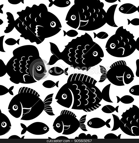 To use this stock image in your creative project, please select the size you need over to the right and click the "Add to Cart" button.
Your downloaded image will come with the Cutcaster watermark removed so don’t worry about the watermark you see on this page. Seamless fish silhouettes theme 1 stock vector clipart, Seamless fish silhouettes theme 1 - eps10 vector illustration. by Klara Viskova