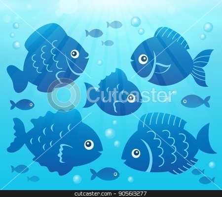 To use this stock image in your creative project, please select the size you need over to the right and click the "Add to Cart" button.
Your downloaded image will come with the Cutcaster watermark removed so don’t worry about the watermark you see on this page. Water and fish silhouettes image 2 stock vector clipart, Water and fish silhouettes image 2 - eps10 vector illustration. by Klara Viskova