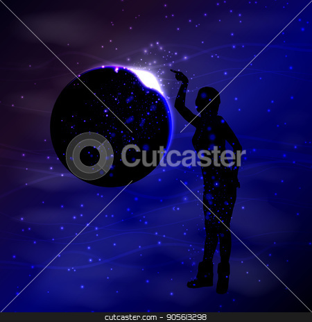 To use this stock image in your creative project, please select the size you need over to the right and click the "Add to Cart" button.
Your downloaded image will come with the Cutcaster watermark removed so don’t worry about the watermark you see on this page. Concept cosmos inside us. yoga. Titats and statuses stock vector clipart, Concept cosmos inside us. yoga. Titats and statuses. Girl silhouette and space. Illustration, vector for your design by Kseniia
