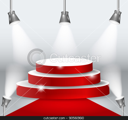 To use this stock image in your creative project, please select the size you need over to the right and click the "Add to Cart" button.
Your downloaded image will come with the Cutcaster watermark removed so don’t worry about the watermark you see on this page. Illuminated Podium With Red Carpet. Vector Illustration stock vector clipart, Illuminated Podium With Red Carpet. Vector Illustration EPS10 by Igor Samoilik