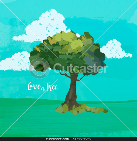 To use this stock image in your creative project, please select the size you need over to the right and click the "Add to Cart" button.
Your downloaded image will come with the Cutcaster watermark removed so don’t worry about the watermark you see on this page. Watercolor tree art and love quote for nature help stock vector clipart, Hand drawn tree watercolor illustration with Love quote on countryside nature landscape background. EPS10 vector. by Cienpies Design