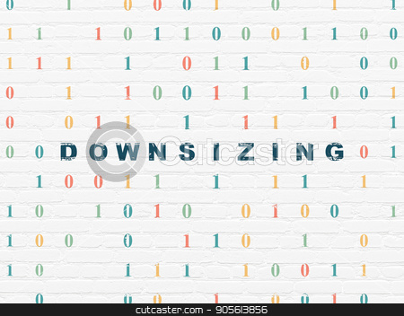 To use this stock image in your creative project, please select the size you need over to the right and click the "Add to Cart" button.
Your downloaded image will come with the Cutcaster watermark removed so don’t worry about the watermark you see on this page. Business concept: Downsizing on wall background stock photo, Business concept: Painted blue text Downsizing on White Brick wall background with Binary Code by mkabakov